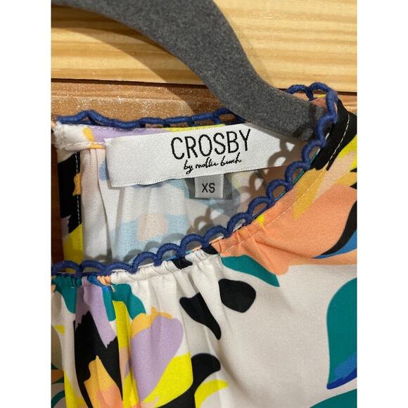 Crosby by Mollie Burch Flutter Cap Sleeve Zoe Top Island Lillies Mixed Print, XS - Picture 5 of 8